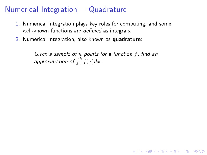 numerical integration quadrature