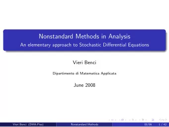 Nonstandard Methods in Analysis  An elementary approach to Stochastic Differential Equations  Vieri
