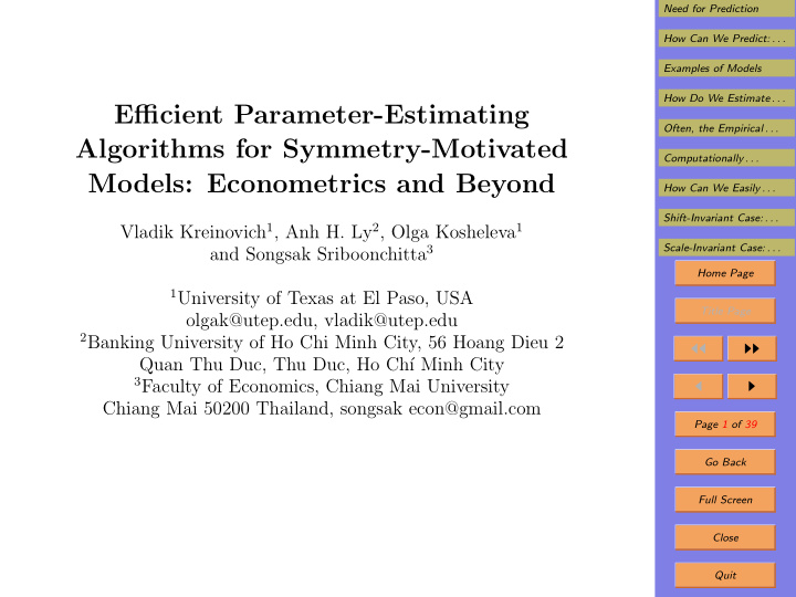 efficient parameter estimating