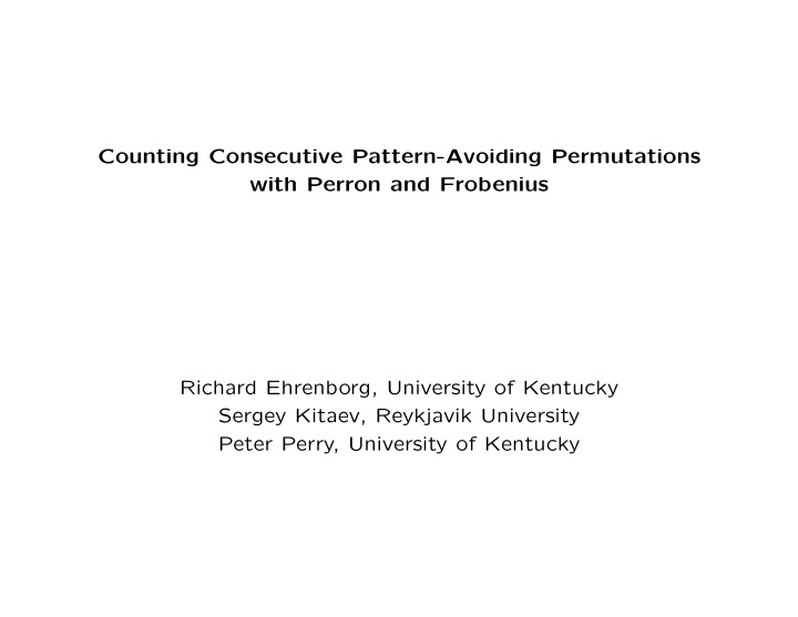 counting consecutive pattern avoiding permutations with