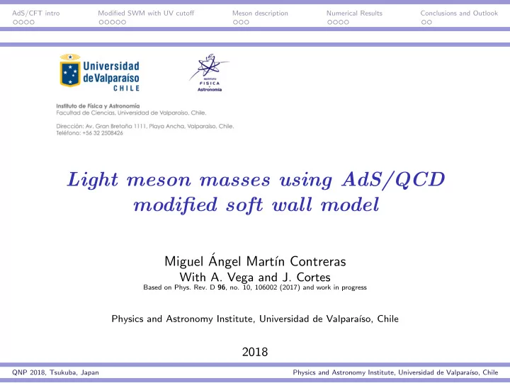 light meson masses using ads qcd modified soft wall model