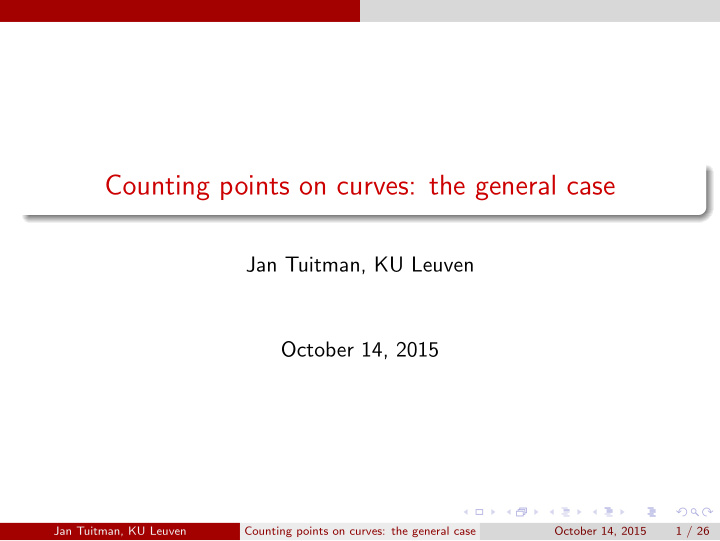 counting points on curves the general case
