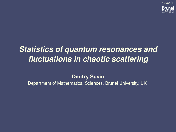 statistics of quantum resonances and fluctuations in