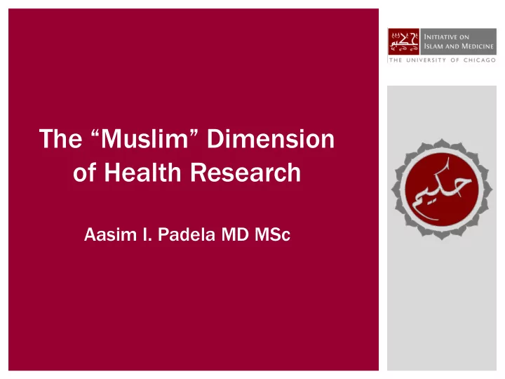 the muslim dimension