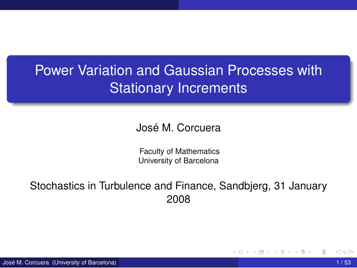 power variation and gaussian processes with stationary