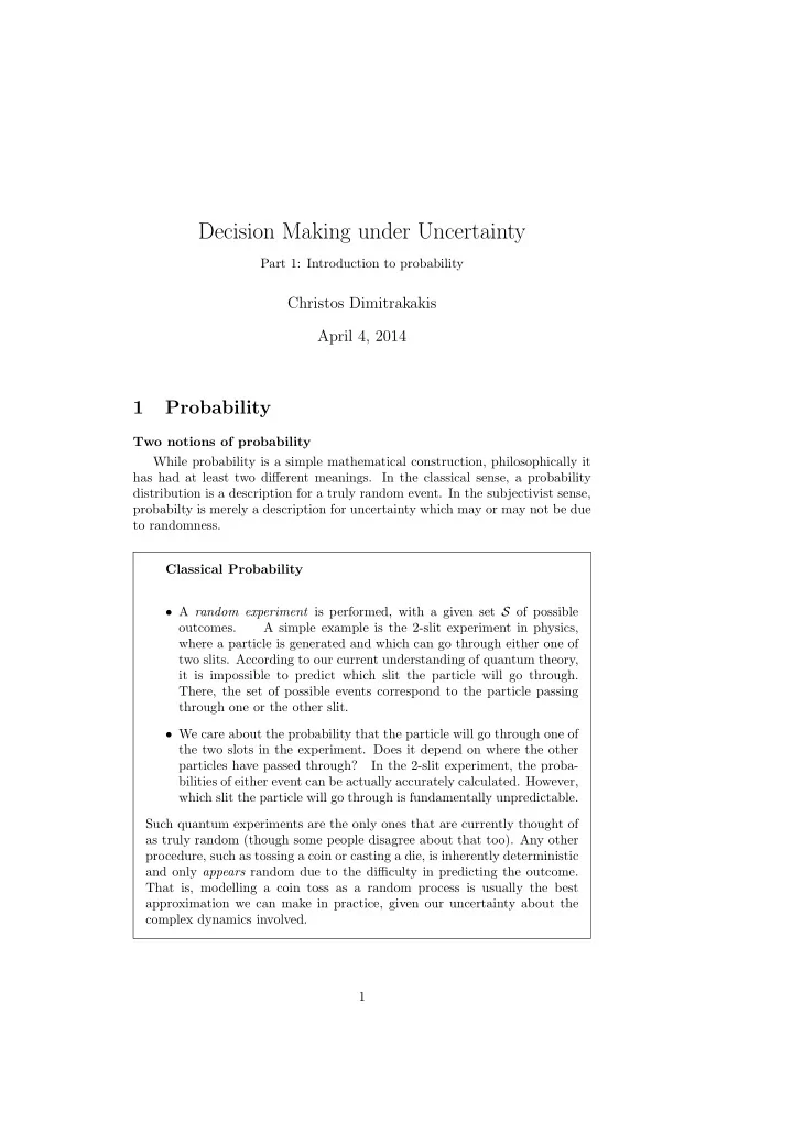 decision making under uncertainty