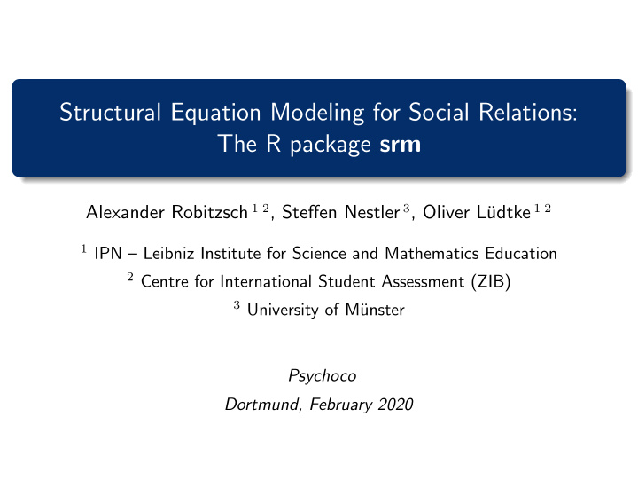 structural equation modeling for social relations the r