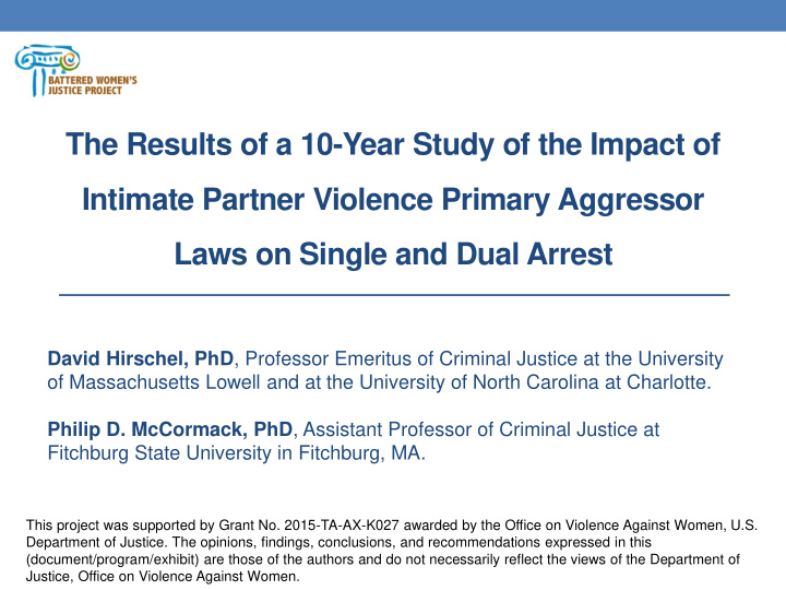 the results of a 10 year study of the impact of intimate