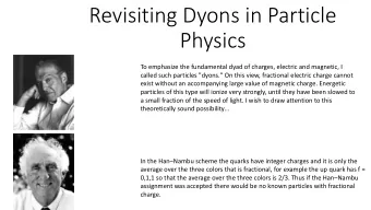 Revisiting Dyons in Particle  Physics  To emphasize the fundamental dyad of charges, electric and