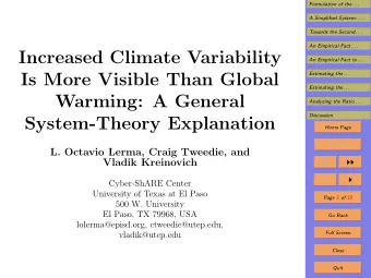 Increased Climate Variability  An Empirical Fact to . . .  Is More Visible Than Global  Estimating