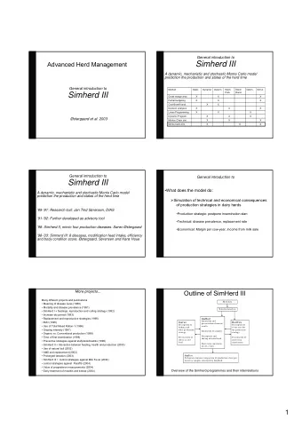 Simherd III  Advanced Herd Management  A dynamic, mechanistic and stochastic Monte Carlo model