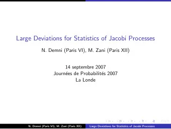 Large Deviations for Statistics of Jacobi Processes  N. Demni (Paris VI), M. Zani (Paris XII)  14