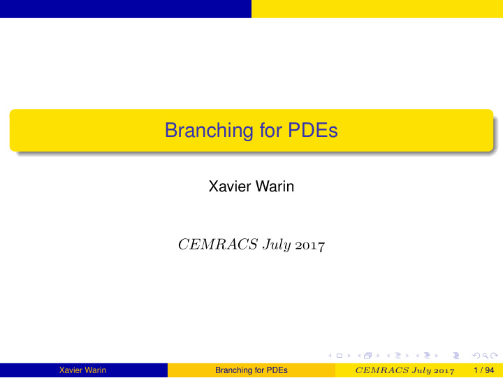 branching for pdes