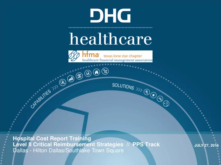 hospital cost report training level ii critical