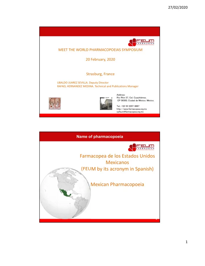 farmacopea de los estados unidos mexicanos feum by its