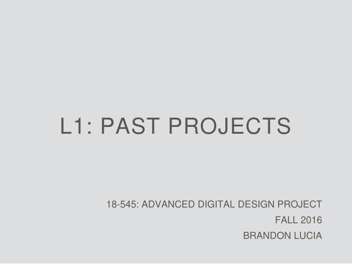 l1 past projects