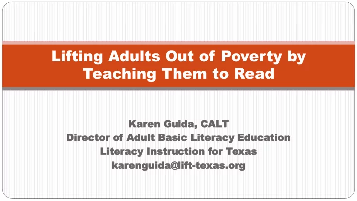 lifting adults out of poverty by