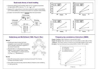 Dual-route theory of word reading  Systematic spelling-sound knowledge takes the form of