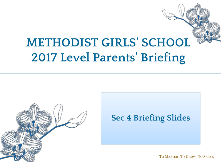 methodist girls school 2017 level parents briefing