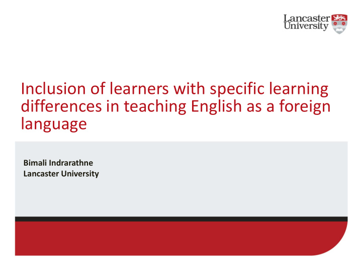 inclusion of learners with specific learning differences