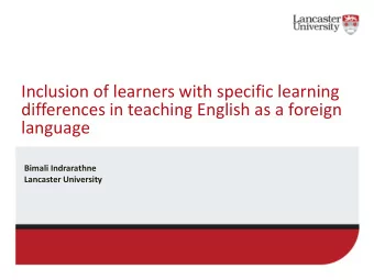 Inclusion of learners with specific learning  differences in teaching English as a foreign