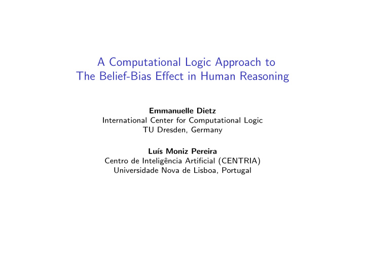 a computational logic approach to the belief bias effect