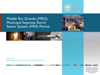 Middle Rio Grande (MRG)  Municipal Separate Storm  Sewer System (MS4) Permit  J o h n  K a y  E n v
