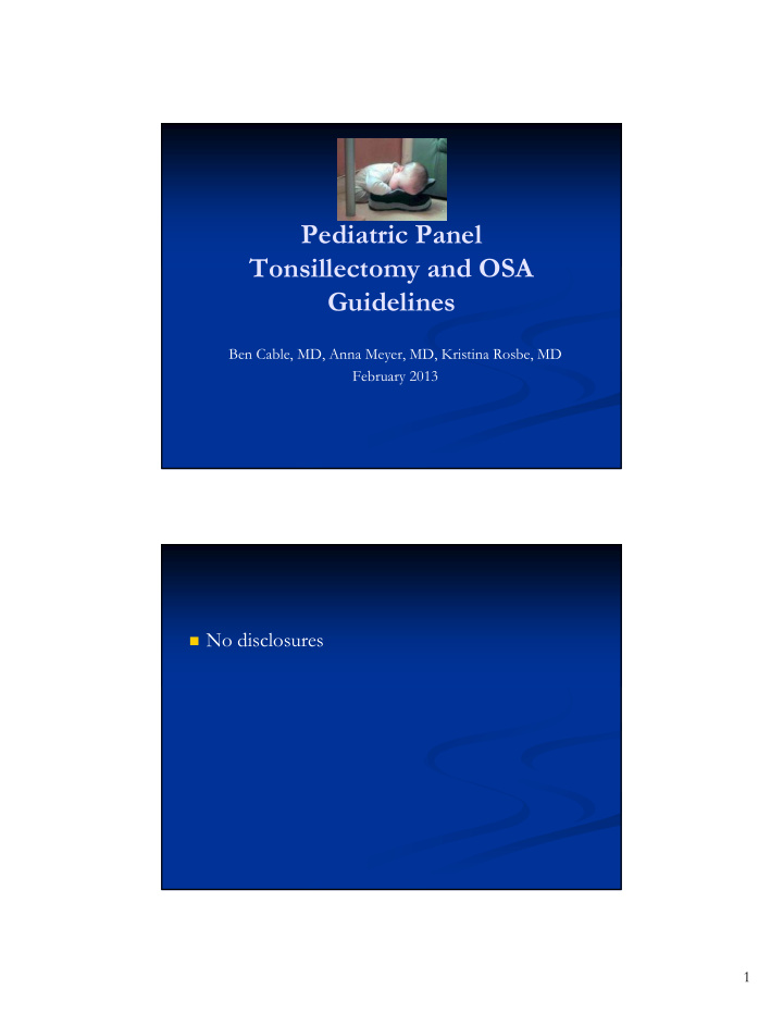 pediatric panel tonsillectomy and osa guidelines