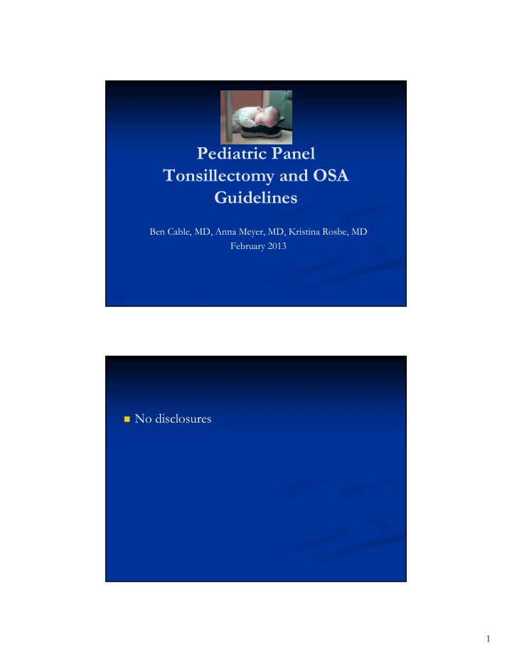 pediatric panel tonsillectomy and osa guidelines