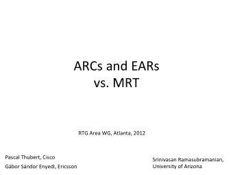 ARCs  and  EARs    vs.  MRT    RTG  Area  WG,  Atlanta,  2012