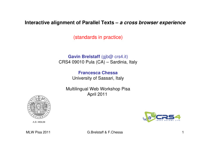 interactive alignment of parallel texts a cross browser