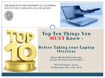 Top Ten Things You  MUST Know -  Before Taking your Laptop  Overseas  Brian Mitchell Warshawsky