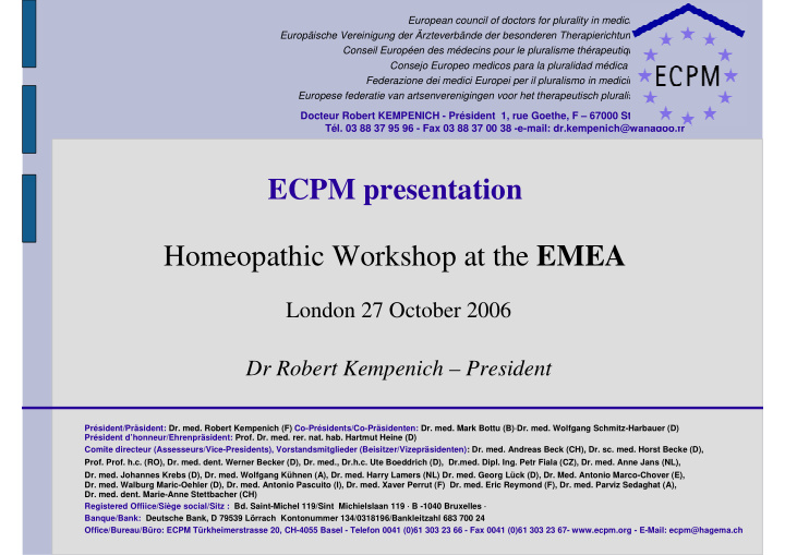 ecpm presentation homeopathic workshop at the emea