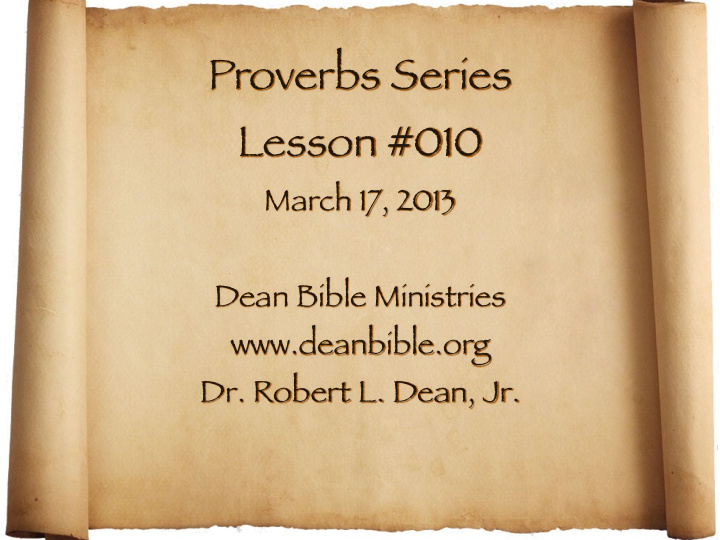 proverbs series lesson 010