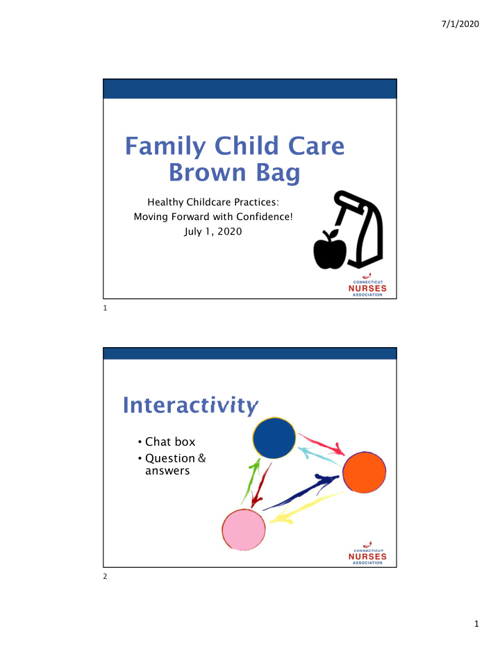 family child care brown bag