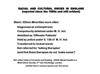 Black  ack / Ethn  hnic Mino  noritie  ties  s mor  ore of  often:  n:  Diagn  gnosed  osed as