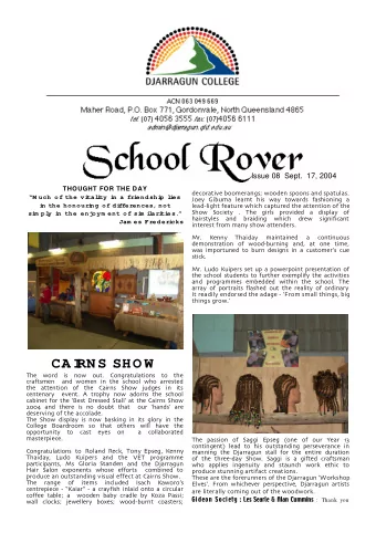 CA I  RNS  SHO W  The word is now out Congratulations to the  craftsmen  and women in the school