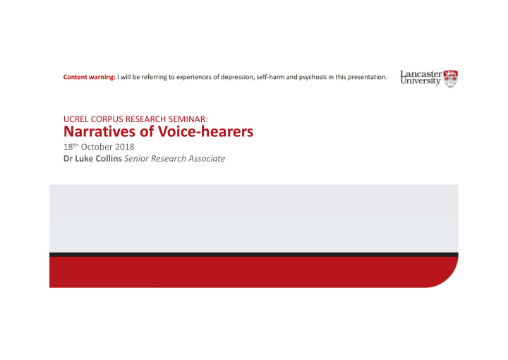 narratives of voice hearers