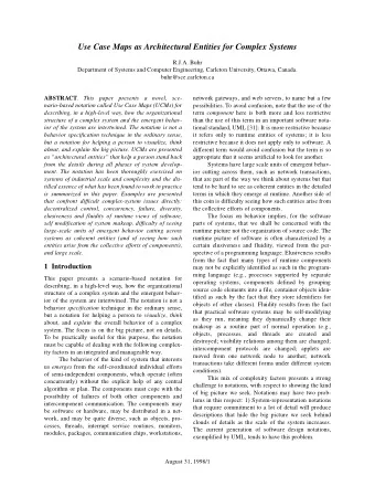 Use Case Maps as Architectural Entities for Complex Systems  R.J.A. Buhr  Department of Systems and