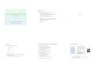 Software Design, Modelling and Analysis in UML  Modelling  know the idea (and hopes and