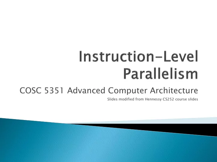 cosc 5351 advanced computer architecture
