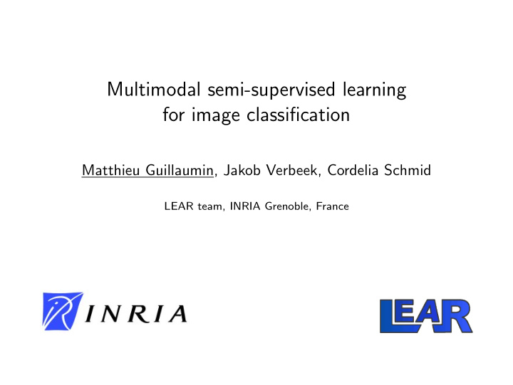 multimodal semi supervised learning for image
