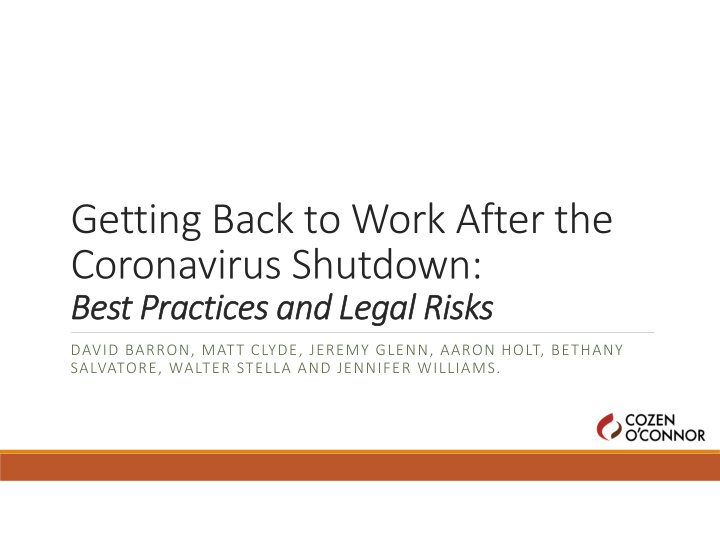 getting back to work after the coronavirus shutdown