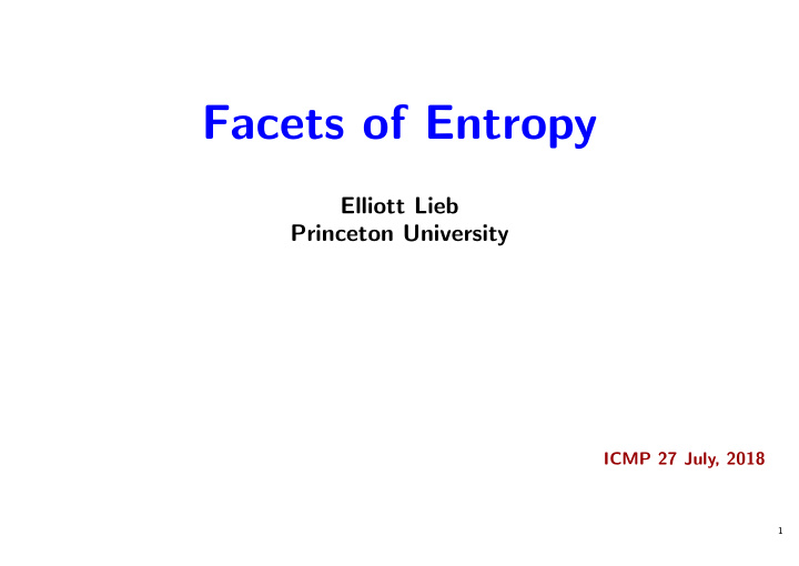 facets of entropy