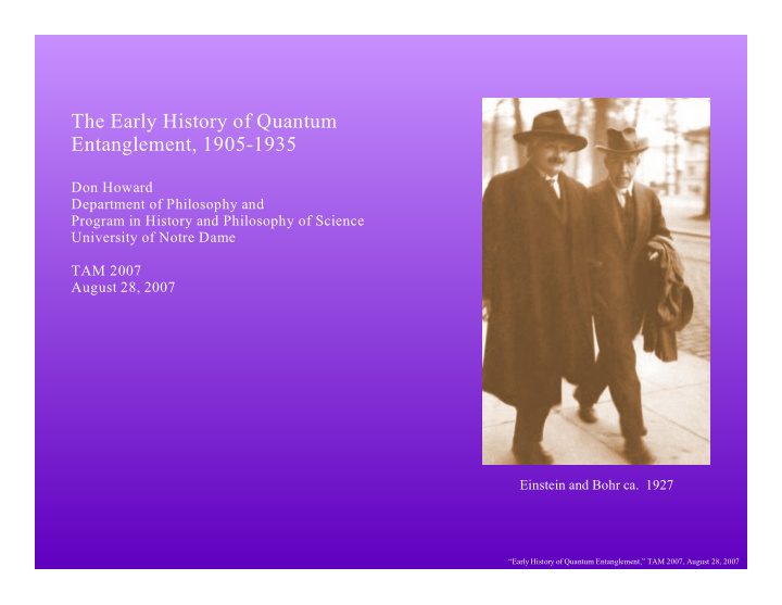 the early history of quantum entanglement 1905 1935