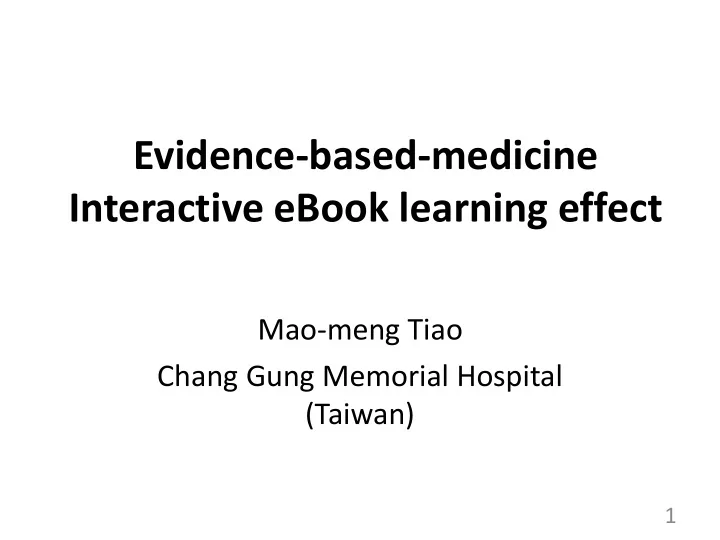 evidence based medicine