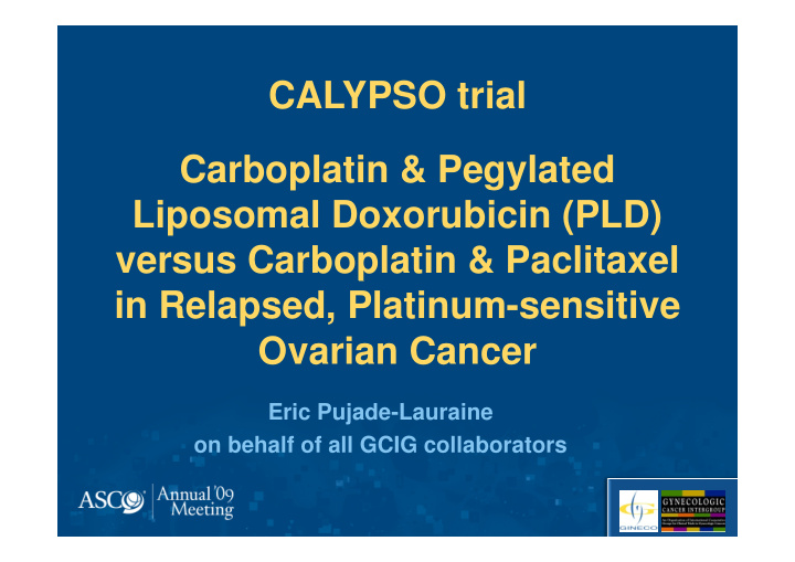 calypso trial carboplatin amp pegylated liposomal