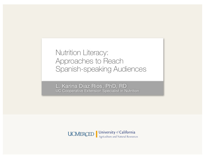 nutrition literacy approaches to reach spanish speaking