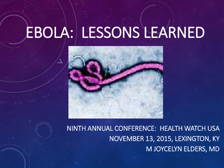 ebola la lessons lear arned