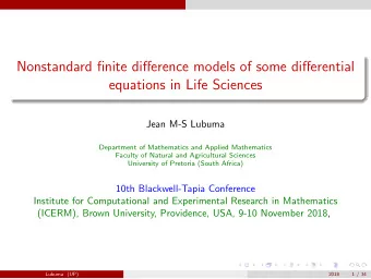 Nonstandard finite difference models of some differential  equations in Life Sciences  Jean M-S